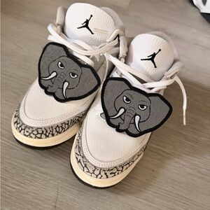 Air Jordan 3 Kids White and Black Elephant Sneakers
